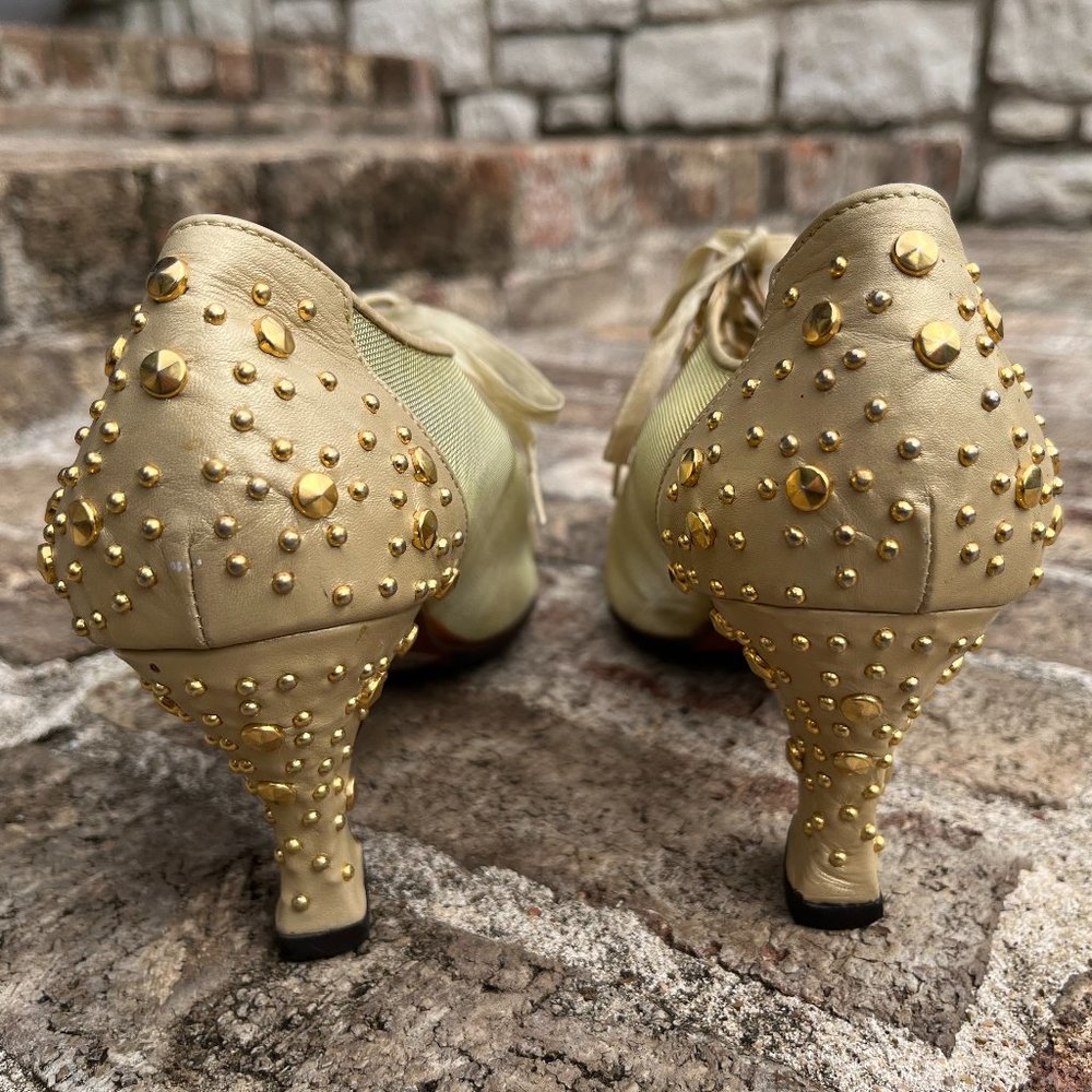 Fantasy Collection Women's Heels Gold Studded Lace Up Ballroom NWOB Size 8.5 - Picture 7 of 11